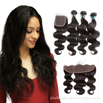 Brazilian Raw Virgin Hair Vendors Free Sample Bundles With Closure 100% Unprocessed Human Hair Extensions Cuticle Aligned Hair